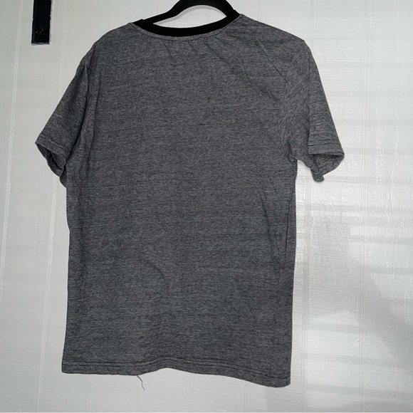 Hard edge mens t-shirt size medium heather gray v neck short sleeve black stripe - Picture 6 of 9
